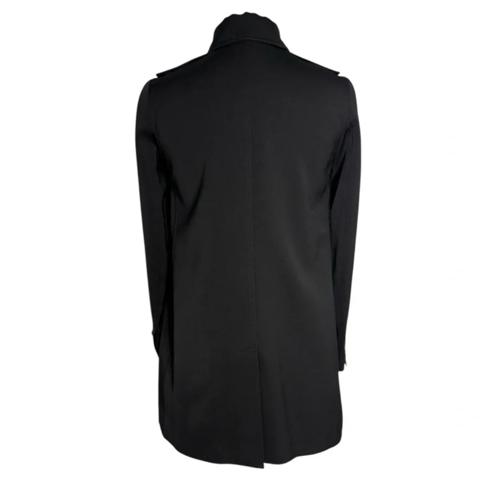 Burberry London Black Short Camden Heritage Car Coat Nova Check Lining Size 6 - Picture 5 of 14